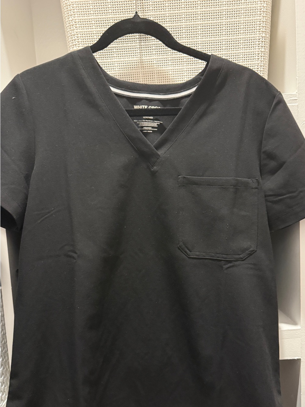 White Cross Black Scrub Top
